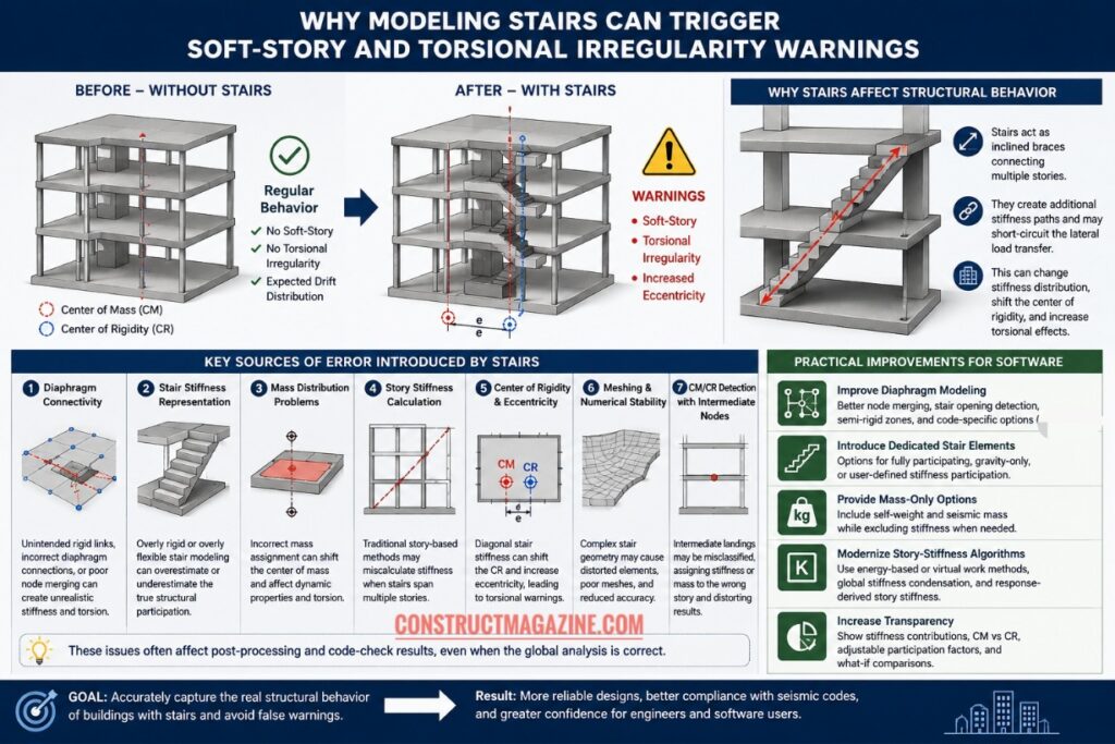 Stairs affecting building stiffness