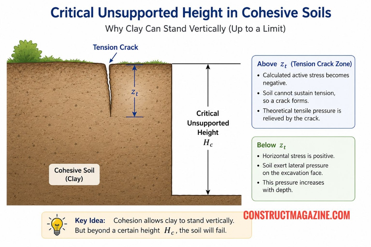 Critical Unsupported Height in Clays