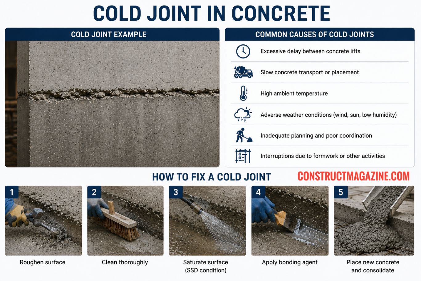 Cold Joints in Concrete: Causes, Prevention, Fixes